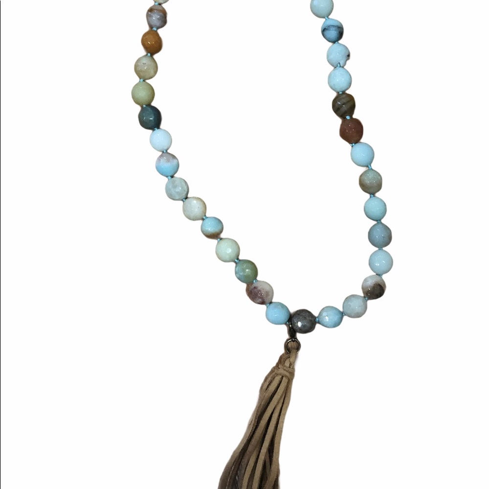 NECKLACE | Turquoise Shades Beads Leather